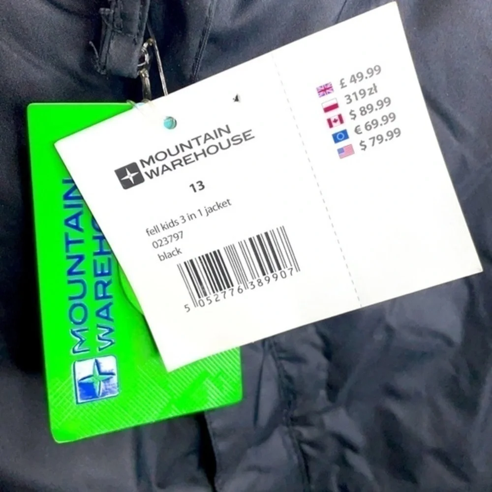 MOUNTAIN WAREHOUSE | NWT Full Zip Fleece Lined Hooded Windbreaker Black Jacket
